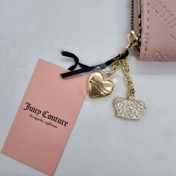 NWT Juicy Couture Dusty Blush Not Your Babe Small Wallet Zipper Charms B… - Picture 2 of 11